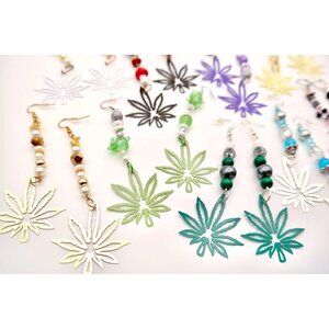 Colorful 420 Leaf Earrings